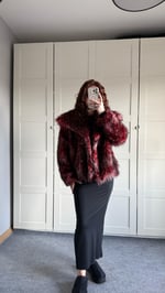 Geniş Yaka Luxury Bordo Kürk