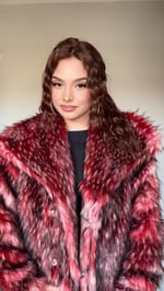 Geniş Yaka Luxury Bordo Kürk