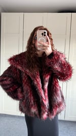 Geniş Yaka Luxury Bordo Kürk