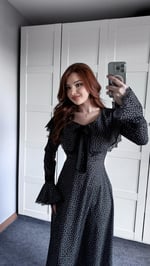 Glinda Puantiyeli Siyah Elbise