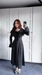 Glinda Puantiyeli Siyah Elbise