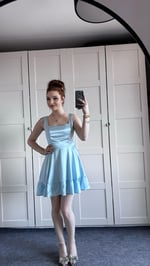 Glow Saten Mini Bebe Mavisi Elbise