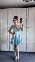 Glow Saten Mini Bebe Mavisi Elbise