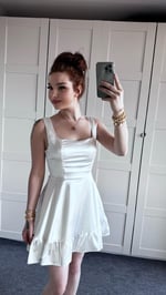 Glow Saten Mini Beyaz Elbise