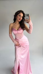 Gronland Eldivenli Abiye Pembe 