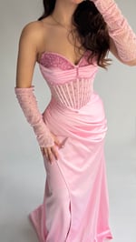 Gronland Eldivenli Abiye Pembe 