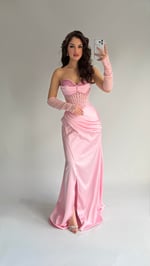 Gronland Eldivenli Abiye Pembe 
