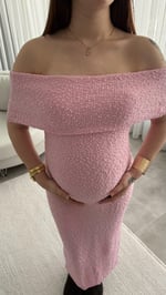 Havlu Madonna Yaka Sıfır Kol Elbise Pembe