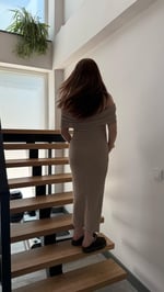 Havlu Madonna Yaka Sıfır Kol Elbise Sütlü Kahverengi