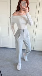 Havuç Beli Lastikli Düğmeli Pantolon Gri