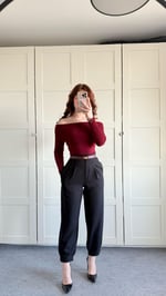 Havuç Beli Lastikli Düğmeli Pantolon Siyah