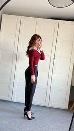 Havuç Beli Lastikli Düğmeli Pantolon Siyah