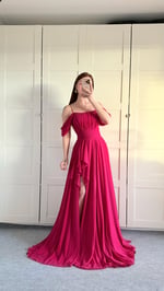 Helen Şifon Abiye Fuşya