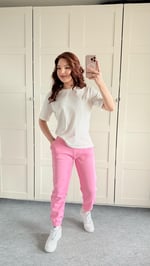 İçi Şardonlu Paçası Lastikli Eşofman Pembe