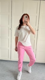 İçi Şardonlu Paçası Lastikli Eşofman Pembe