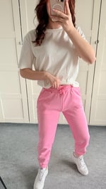 İçi Şardonlu Paçası Lastikli Eşofman Pembe