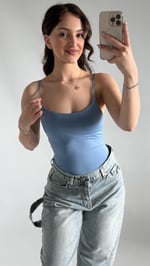 İp Askılı Bodysuit Bebe Mavisi