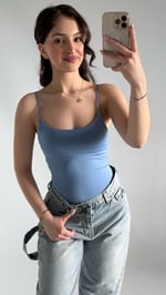 İp Askılı Bodysuit Bebe Mavisi