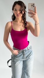 İp Askılı Bodysuit Fuşya