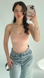 İp Askılı Bodysuit Toz Pembe
