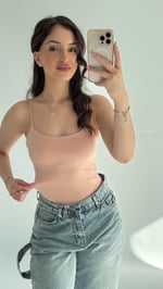 İp Askılı Bodysuit Toz Pembe