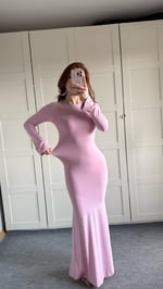 İspanyol Kol Eteği Volanlı Elbise Pembe