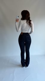 İspanyol Paça Likralı Pantolon Lacivert