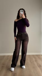 Jenner Wide Leg Jean Kahverengi 