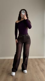 Jenner Wide Leg Jean Kahverengi 