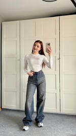 Jenner Wide Leg Jean Koyu Tintli