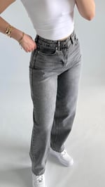 Jenner Wide Leg Jean Taşlanmış Gri 