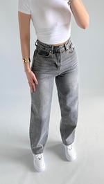 Jenner Wide Leg Jean Taşlanmış Gri 