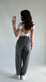 Jenner Wide Leg Jean Taşlanmış Gri 