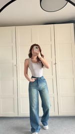 Jenner Wide Leg Jean Yeşil Tintli