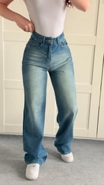 Jenner Wide Leg Jean Yeşil Tintli