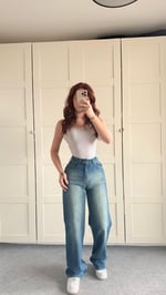 Jenner Wide Leg Jean Yeşil Tintli