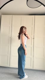 Jenner Wide Leg Jean Yeşil Tintli