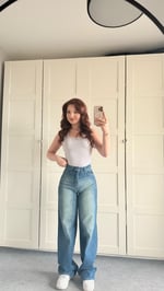 Jenner Wide Leg Jean Yeşil Tintli