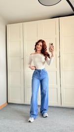 Jennifer Wide Leg Pantolon Buz Mavisi 