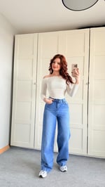 Jennifer Wide Leg Pantolon Buz Mavisi 