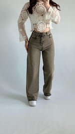 Jennifer Wide Leg Pantolon Kahve Tintli