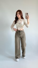 Jennifer Wide Leg Pantolon Kahve Tintli