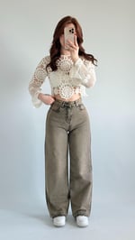 Jennifer Wide Leg Pantolon Kahve Tintli