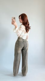 Jennifer Wide Leg Pantolon Kahve Tintli