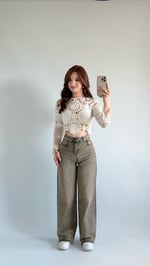 Jennifer Wide Leg Pantolon Kahve Tintli