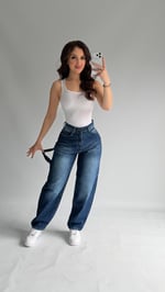 Jolie Carpenter Baggy Jean Orta Mavi