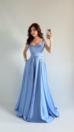 Julia Kare Yaka Saten Abiye Bebe Mavisi