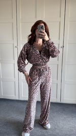 Kadife Leopar Eşofman Takım