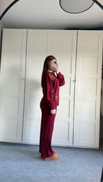 Kahverengi Minik Teddy Bordo Triko Takım 