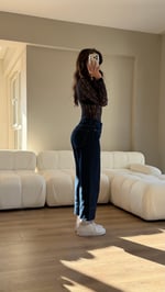 Kalın Paça Çımalı Pantolon Mavi